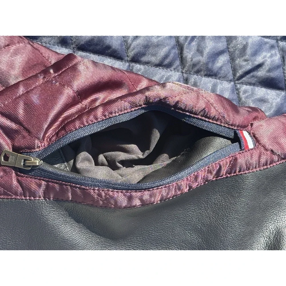 MEN'S TOMMY HILFIGER DARK BROWN FAUX LEATHER BOMBER WINTER JACKET‎ XL